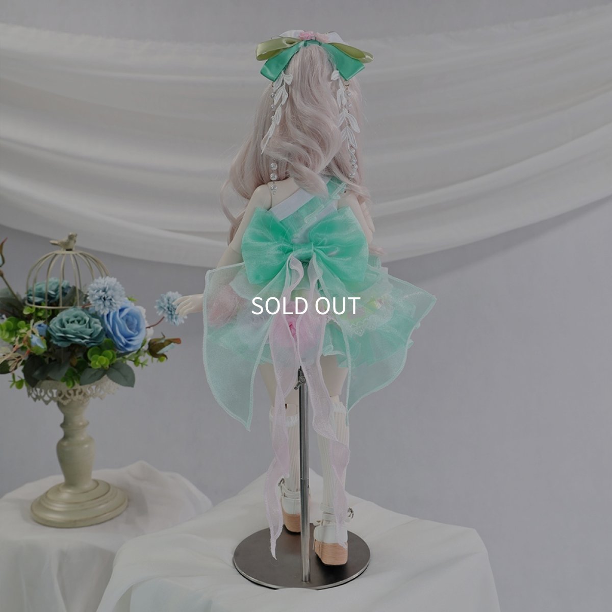 画像3: 在庫あり　BJD　1/4　ドール服　コスプレ衣装　ミントグリーン　チュール　フラワー　フェアリー　キュート　MDD2.0対応　球体関節人形　ドール用 (3)