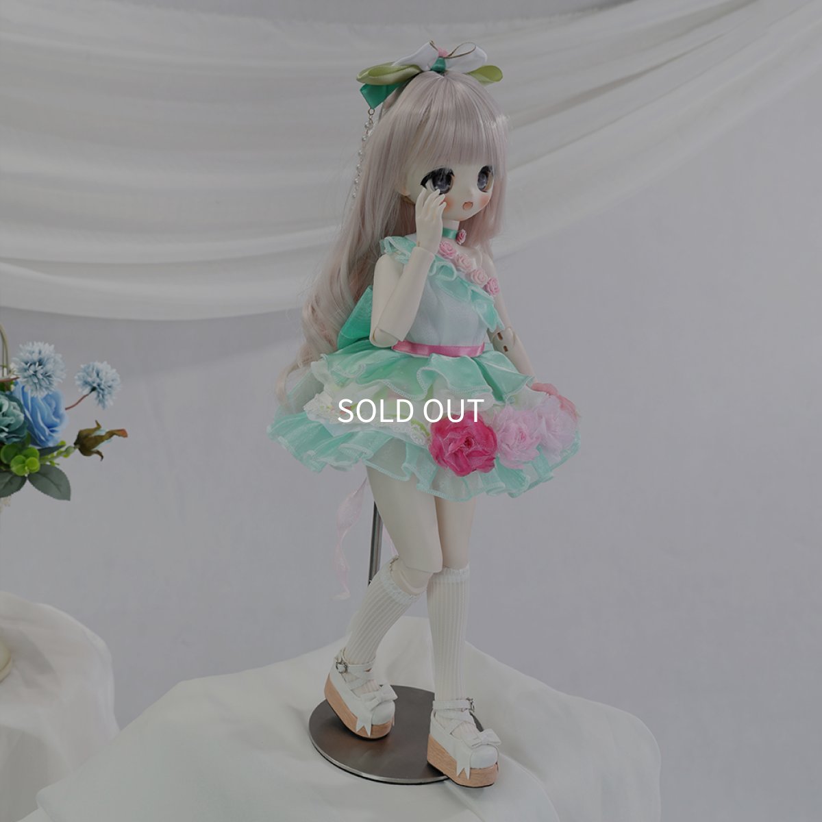 画像5: 在庫あり　BJD　1/4　ドール服　コスプレ衣装　ミントグリーン　チュール　フラワー　フェアリー　キュート　MDD2.0対応　球体関節人形　ドール用 (5)