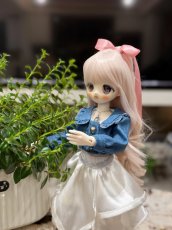 画像1: BJD　1/4　ドール服　デニム風トップス　白スカート　キュート　コーデセット　MDD2.0対応　球体関節人形　ドール用　コスプレ衣装 (1)