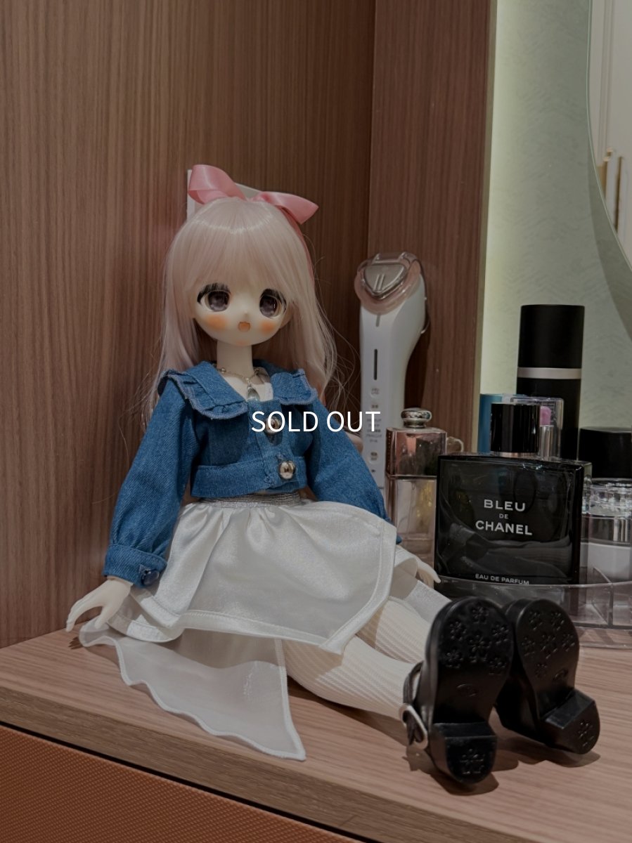 画像1: 在庫あり　BJD　1/4　ドール服　コスプレ衣装　デニム風トップス　白スカート　キュート　コーデセット　MDD2.0対応　球体関節人形　ドール用 (1)