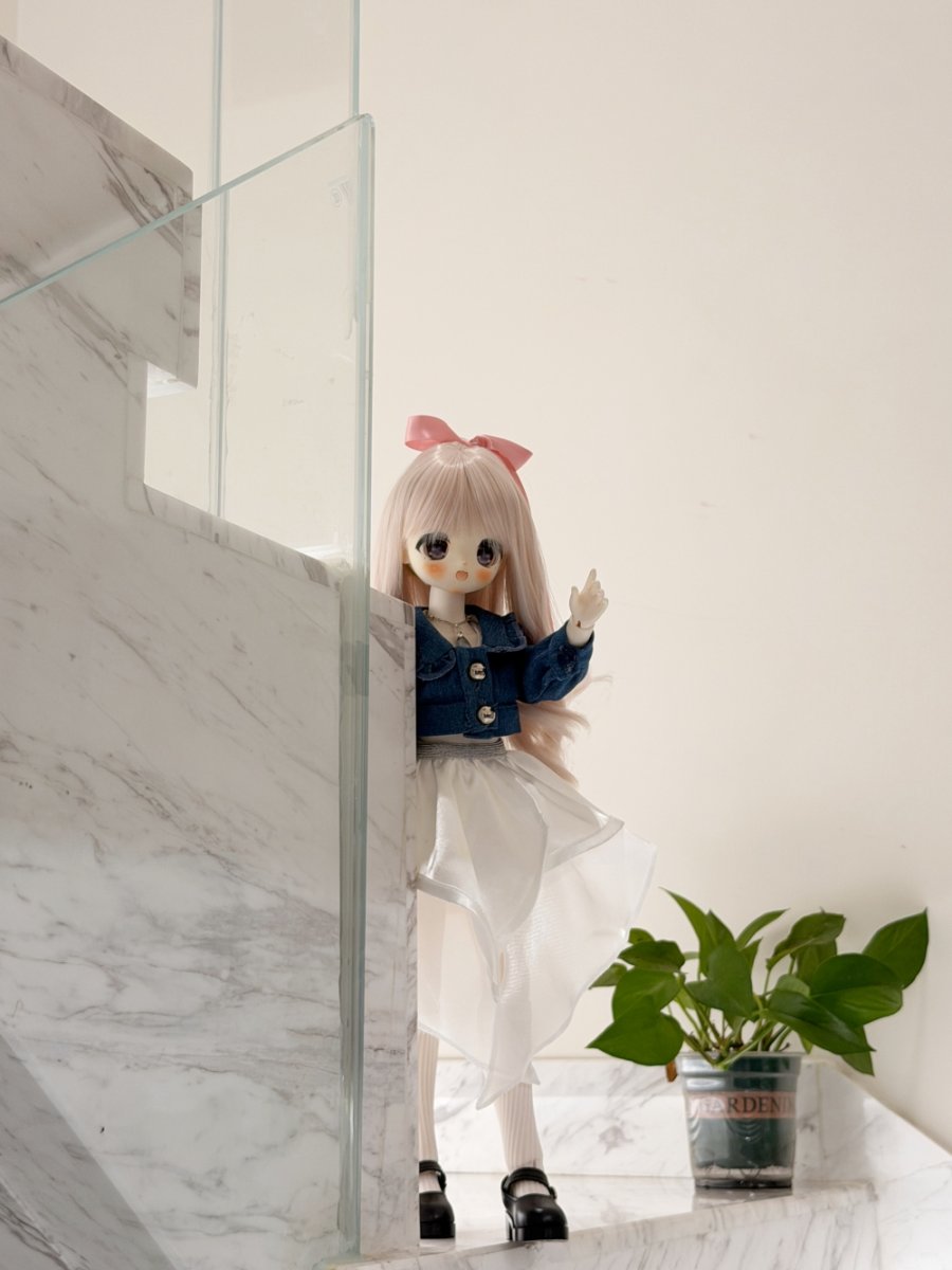 画像3: BJD　1/4　ドール服　デニム風トップス　白スカート　キュート　コーデセット　MDD2.0対応　球体関節人形　ドール用　コスプレ衣装 (3)