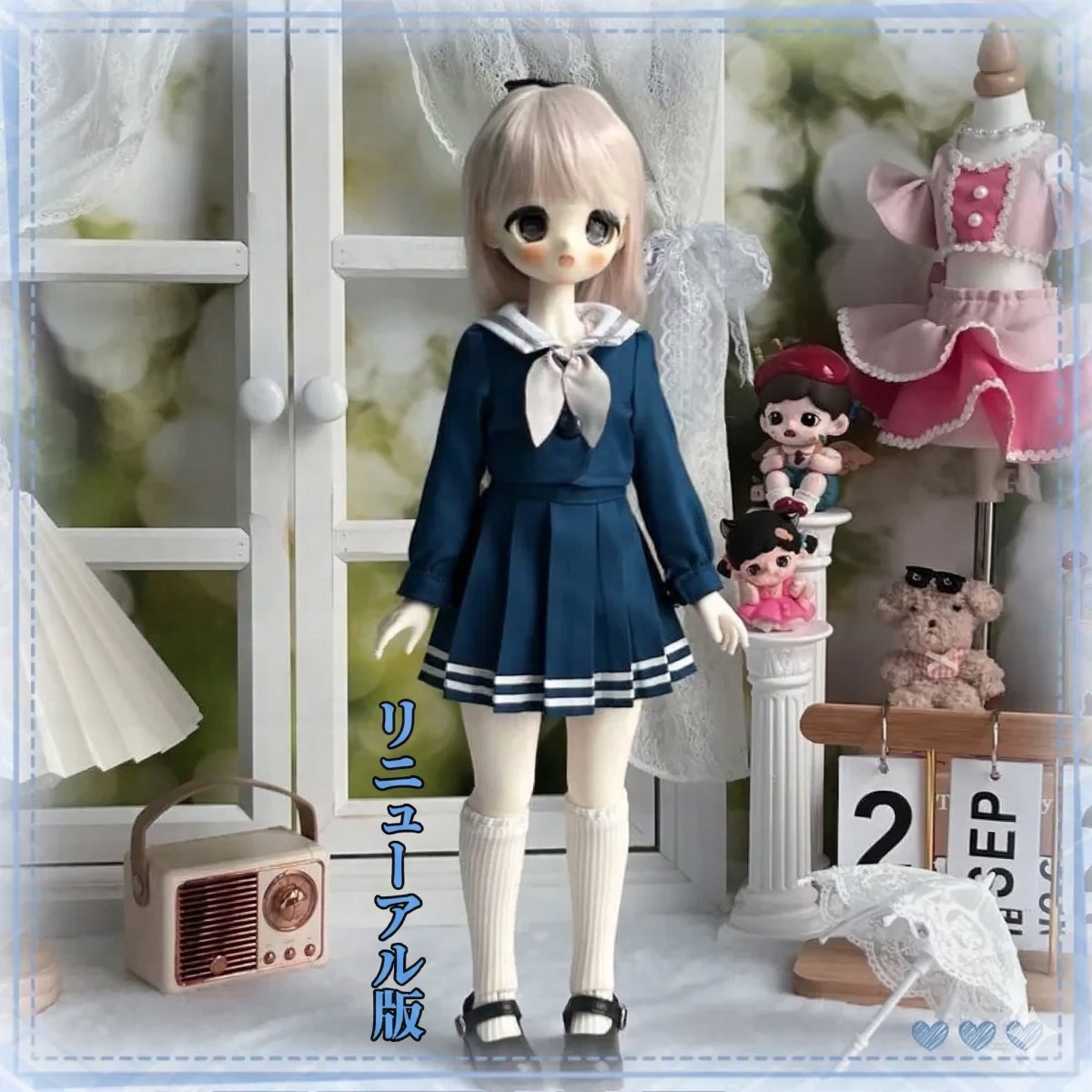 画像1: BJD　1/4　ドール服　コスプレ衣装　セーラー服　制服　JKスカート　MDD2.0対応　球体関節人形　ドール用 (1)