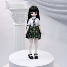 画像2: ドール衣装　セーラー服　制服　チェック柄スカート　グリーン　BJD　1/4　MDD対応　球体関節人形用　ドール用　コスプレ衣装 (2)