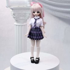 画像5: ドール衣装　セーラー服　制服　チェック柄スカート　グリーン　BJD　1/4　MDD対応　球体関節人形用　ドール用　コスプレ衣装 (5)