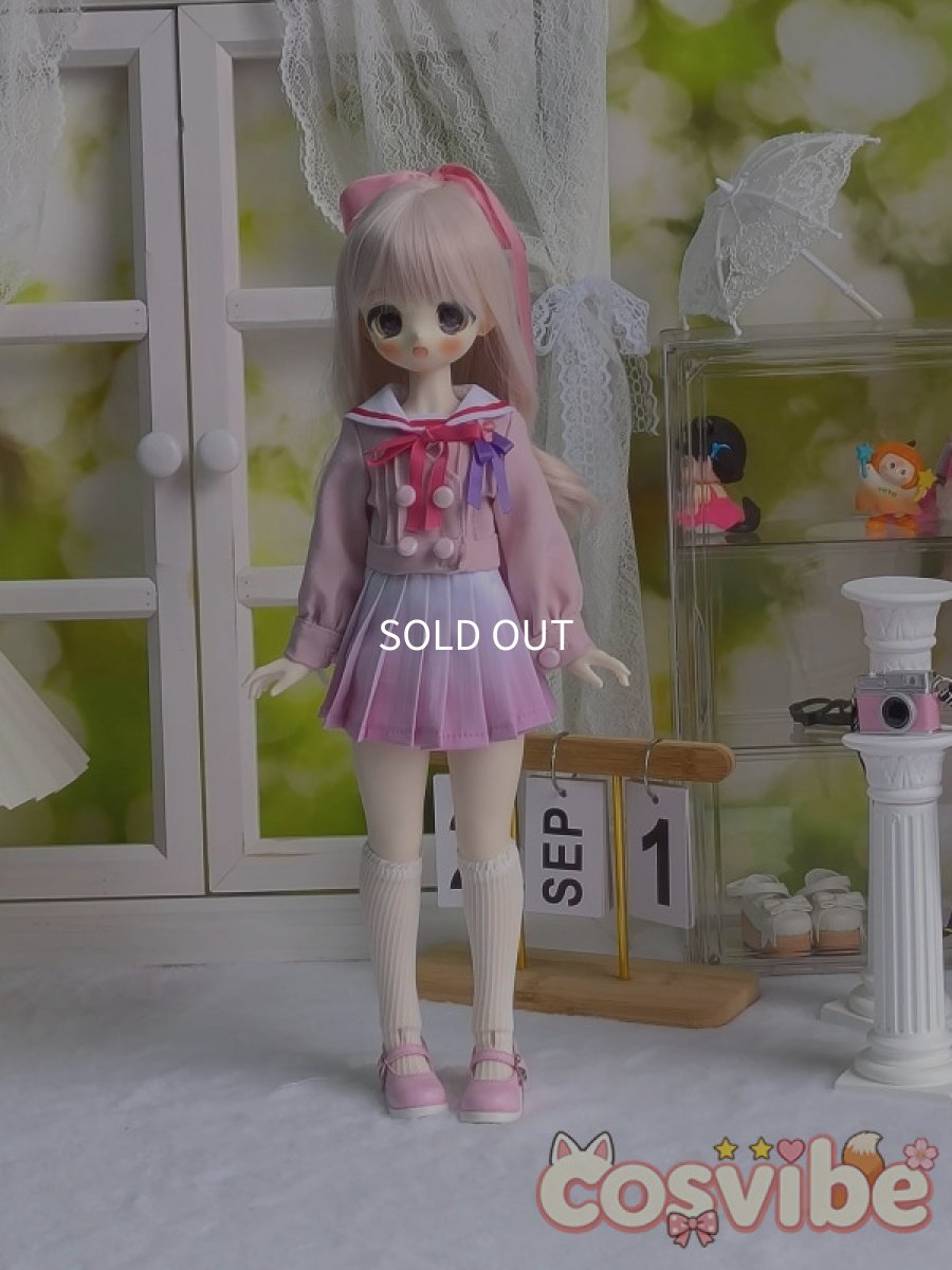 画像4: 在庫あり　ドール衣装　コスプレ衣装　セーラー服　ピンク　グラデーションスカート　制服風　MDD対応　BJD　1/4　球体関節人形用　コスプレ衣装　かわいい (4)