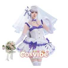 画像1: Re:ゼロから始める異世界生活　エミリア　ウエディングドレス　コスプレ衣装　 コスチューム　 cosplay　イベント仮装 (1)