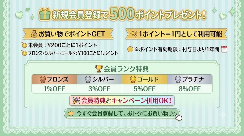 CosVibe　会員ポイント制度スタート！